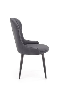 SCAUN DINING STIL K366, GRI/NEGRU, CU TAPITERIE DIN CATIFEA SI PICIOARE DIN METAL, STIL MODERN - Img 5