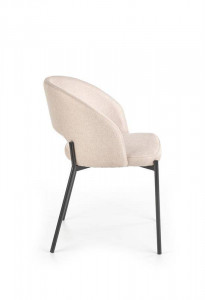 SCAUN DINING STIL K373, BEJ/NEGRU, CU TAPITERIE DIN STOFA SI PICIOARE DIN METAL, STIL MODERN - Img 4
