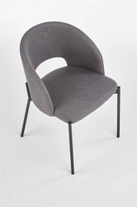 SCAUN DINING STIL K373, GRI/NEGRU, CU TAPITERIE DIN STOFA SI PICIOARE DIN METAL, STIL MODERN, HALMAR - Img 2