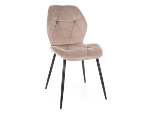 SCAUN DINING STIL RICK, BEJ BLUVEL 40/NEGRU MAT, TAPITERIE DIN CATIFEA SI PICIOARE DIN METAL, STIL MODERN