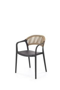 SCAUN DINING TERASA K582, NATURAL/NEGRU, DIN RATAN SI POLIPROPILENA, STIL MODERN
