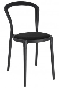 SCAUN DINING/TERASA SLIM, NEGRU, DIN POLIPROPILENA SI STOFA, STIL MODERN