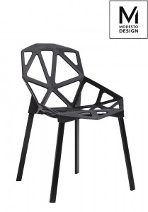 SCAUN DINING/TERASA SPLIT MAT, NEGRU, DIN METAL SI POLIPROPILENA, STIL MODERN