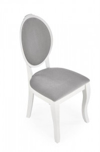 SCAUN DINING VELO, GRI/ALB, CU TAPITERIE DIN STOFA FINA SI PICIOARE DIN LEMN MASIV, STIL CLASIC - Img 2