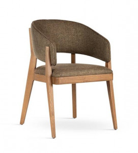 SCAUN DINING WOODY, MARO/STEJAR, TAPITERIE DIN STOFA SI PICIOARE DIN LEMN, STIL MODERN