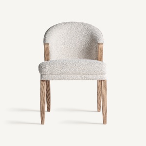 SCAUN ELEGANT PRATI BOUCLE, DIN LEMN DE PIN MARO SI TEXTIL BOUCLE ALB, DESIGN CONTEMPORAN, VICAL HOME - Img 2