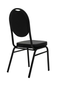 SCAUN EVENIMENTE HEBE NEGRU, CONFECTIONAT DIN METAL SI PIELE ECOLOGICA, STIL MODERN - Img 4