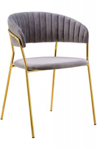 SCAUN GRI DESCHIS/AURIU DIN CATIFEA MARGO STIL MODERN