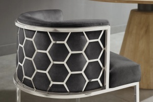 SCAUN LIVING, ELEGANCE, DIN CATIFEA GRI SI METAL ARGINTIU, ARTIM GROUP SELECTION - Img 3