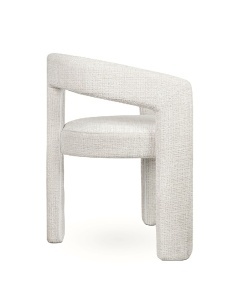 SCAUN LOGAN ALB CONFECTIONAT DIN TEXTIL SI METAL, STIL MODERN - Img 2