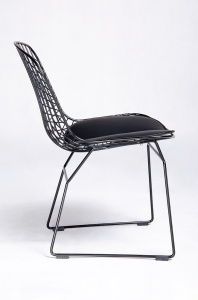 SCAUN NET SOFT, CONFECTIONAT DIN METAL NEGRU, CU PERNA TAPITATA CU PIELE ECOLOGICA, STIL MODERN - Img 3