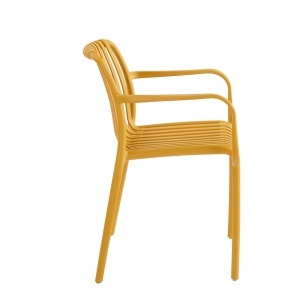 SCAUN PENTRU EXTERIOR/INTERIOR STRIPS ARM, GALBEN, DIN POLIPROPILENA, STIL MODERN MINIMALIST - Img 2