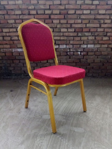 SCAUN PENTRU SALA EVENIMENTE/CONFERINTA RZYM 25X25 ROSU/AURIU DESIGN CLASIC - Img 1