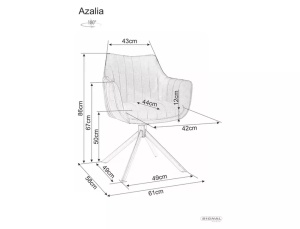 SCAUN PIVOTANT AZALIA, ALBASTRU BLUVEL 86/NEGRU MAT, TAPITERIE DIN CATIFEA SI PICIOARE DIN METAL, STIL MODERN - Img 2