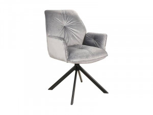 SCAUN PIVOTANT BOOGIE II, GRI BLUVEL 14/NEGRU MAT, TAPITERIE DIN CATIFEA SI PICIOARE DIN METAL, STIL MODERN