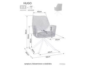SCAUN PIVOTANT HUGO, GRI INCHIS 18/NEGRU MAT, TAPITERIE DIN STOFA BREGO SI PICIOARE DIN METAL, STIL MODERN - Img 5