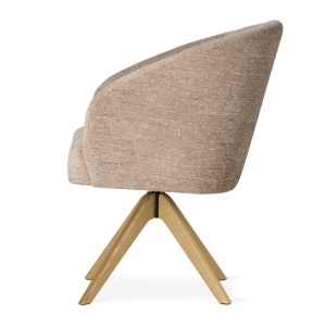 SCAUN PIVOTANT SENI SUPREME WOOD, CONFECTIONAT DIN LEMN, SPUMA, ARCURI SI TEXTIL, BEJ, STIL MODERN - Img 3