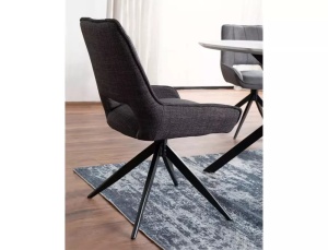 SCAUN PIVOTANT STIL TELLO, GRI 13/NEGRU MAT, TAPITERIE DIN STOFA BJORN SI PICIOARE DIN METAL, STIL MODERN - Img 4