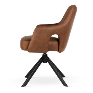 SCAUN PIVOTANT VESPER, CAMEL/NEGRU/BULL 09, TAPITERIE DIN PIELE ECOLOGICA SI PICIOARE DIN METAL, STIL MODERN - Img 4