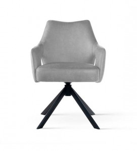 SCAUN PIVOTANT VESPER, GRI/NEGRU, TAPITERIE DIN CATIFEA SI PICIOARE DIN METAL, STIL MODERN - Img 2