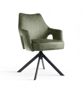 SCAUN PIVOTANT VESPER, VERDE/NEGRU, TAPITERIE DIN CATIFEA SI PICIOARE DIN METAL, STIL MODERN