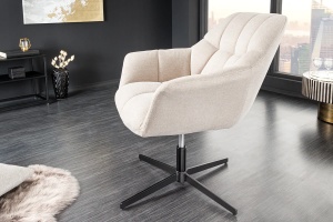 SCAUN ROTATIV 360°, PAPILLON 80/90CM, TEXTIL BEJ SI METAL, DESIGN INDUSTRIAL - Img 4