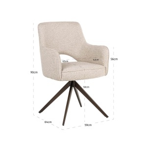 SCAUN ROTATIV 360 GRADE CU AUTO RETURN, GINERVA BISCOTTI, 214153, CONFECTIONAT DIN POLIESTER, METAL SI SPUMA, BEJ/BRONZ, STIL MODERN - Img 6
