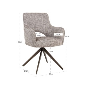 SCAUN ROTATIV 360 GRADE CU AUTO RETURN, GINERVA EARTH TWEED, 214154, CONFECTIONAT DIN POLIESTER, METAL SI SPUMA, BEJ/BRONZ, STIL MODERN - Img 6