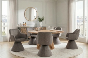 SCAUN ROTATIV, AMBIENTO, REALIZAT DIN TEXTIL GRI, DESIGN MODERN, ARTIM GROUP SELECTION - Img 2