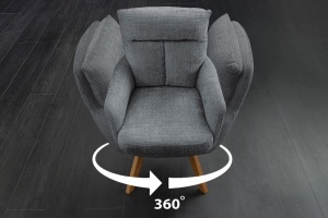 SCAUN ROTATIV, BIG GEORGE CU COTIERE, MATERIAL TEXTIL CHENILLE, CADRUL LEMN, CULOARE GRI, ARTIM GROUP SELECTION - Img 7
