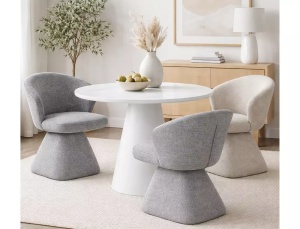 SCAUN ROTATIV, NAGO NOELLE, GRI/NEGRU, TAPITERIE DIN TEXTIL, STIL MODERN - Img 4