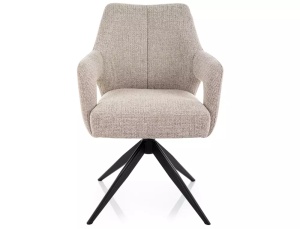 SCAUN ROTATIV STIL OLSEN, BEJ 30/NEGRU MAT, TAPITERIE DIN TEXTIL SI PICIOARE DIN METAL, STIL MODERN