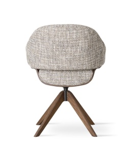 SCAUN ROTATIV, VENUS WOOD, BEJ-GRI/NATUR, TAPITERIE DIN TEXTIL SI PICIOARE DIN LEMN, STIL MODERN - Img 5