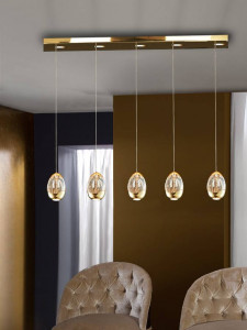 SCHULLER, LUSTRA/PLAFONIERA ROCIO, 96 CM, AURIU/SAMPANIE, DIN STICLA SI METAL, STIL MODERN - Img 2