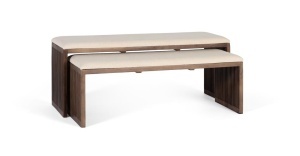 SET 2 BUCATI BANCUTE ,STIL CLASIC, LEMN DE TEC RECICLAT SI MATERIAL TEXTIL, ARTIM GROUP SELECTION - Img 1