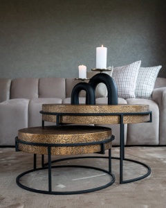 SET 2 MASUTE DE CAFEA DERBY, 211217, CONFECTIONATE DIN MDF SI METAL, CULOAREA NEGRU/AURIU, STIL MODERN - Img 6