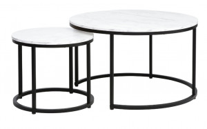 SET 2 MASUTE DE CAFEA DION, 48/80 CM, EFECT DE MARMURA ALBA/NEGRU, BLAT DIN PAL LAMINAT SI CADRU DIN METAL, STIL MODERN - Img 2