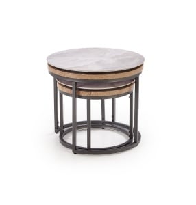SET 2 MASUTE DE CAFEA ITAKA, EFECT DE MARMURA GRI/NEGRU, DIN MDF SINTERIZAT, MDF FURNIRUIT SI METAL, STIL MODERN - Img 7