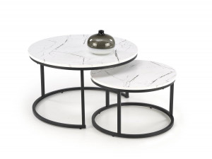 SET 2 MASUTE DE CAFEA JAVA, EFECT DE MARMURA ALBA/NEGRU, DIN MARMURA SI METAL, STIL MODERN, HALMAR