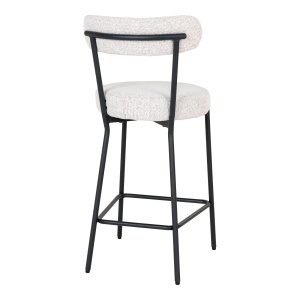 SET 2 SCAUNE DE BAR BADALONA, DIN METAL SI TEXTIL BOUCLE, CULOARE ALB/NEGRU, HOUSE NORDIC - Img 5