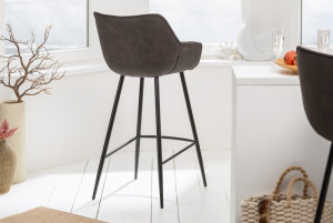 SET 2 SCAUNE DE BAR, DUTCH COMFORT, DE CULOARE GRI ANTICHIZAT, COD 39936, DESIGN RETRO - Img 3