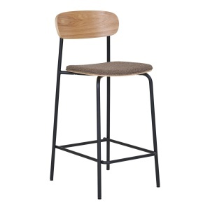 SET 2 SCAUNE DE BAR ESTEPONA, DIN METAL, FURNIR SI TEXTIL, CULOARE NATUR/MARO, HOUSE NORDIC