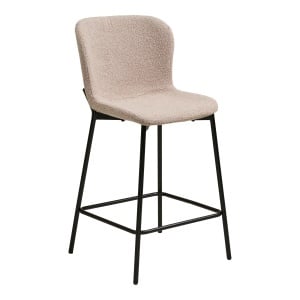 SET 2 SCAUNE DE BAR MACEDA, DIN METAL SI TEXTIL BOUCLE, CULOARE BEJ, HOUSE NORDIC