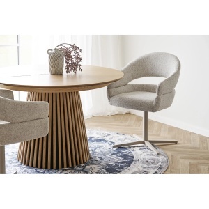 SET 2 SCAUNE DE SUFRAGERIE ROTATIVE DOVER, DIN METAL SI TEXTIL, CULOARE BEJ, HOUSE NORDIC - Img 2