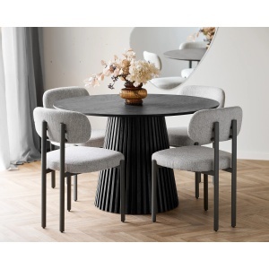 SET 2 SCAUNE DE SUFRAGERIE ROYAN, DIN METAL SI TEXTIL, CULOARE GRI, HOUSE NORDIC - Img 8