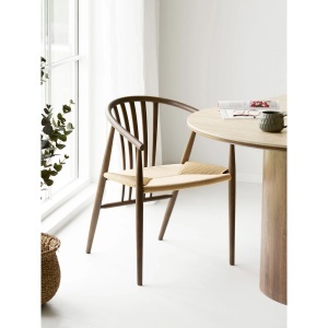SET 2 SCAUNE DINING AGUSTIN, DIN LEMN DE STEJAR SI RACHITA, CULOARE NATUR/NUC, HOUSE NORDIC - Img 2
