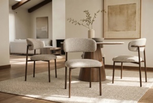 SET 2 SCAUNE DINING BELFORT, REALIZAT DIN MATERIAL TEXTIL SI METAL, CULOARE TAUPE/BEJ/MARO, INVICTA INTERIOR - Img 6