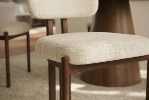 SET 2 SCAUNE DINING BELLANO, REALIZAT DIN MATERIAL TEXTIL SI METAL, CULOARE BEJ/MARO, INVICTA INTERIOR - Img 6