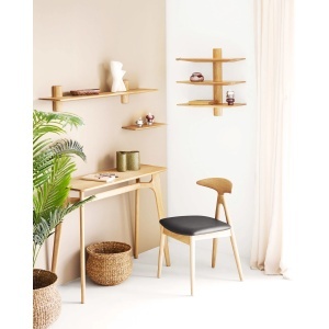 SET 2 SCAUNE DINING LANUZA, DIN LEMN SI PIELE ECO, CULOARE NATUR/NEGRU, HOUSE NORDIC - Img 10