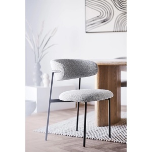 SET 2 SCAUNE DINING MIRA, DIN METAL SI TEXTIL BOUCLE, CULOARE BEJ, HOUSE NORDIC - Img 9